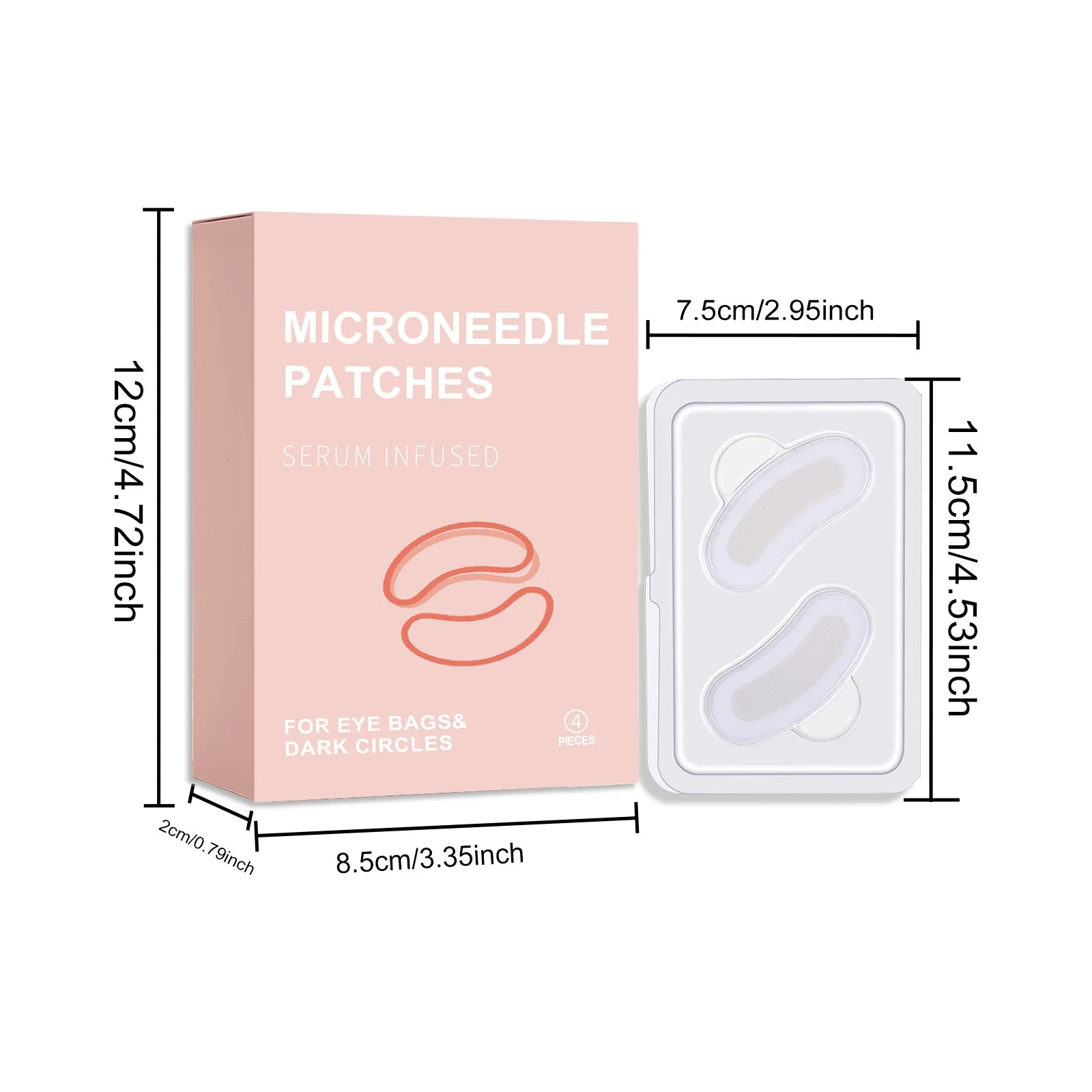 0.25Mm Retinol Microneedle Eye Patches Mask Reduce Dark Circle & Eye Bags Anti-Aging Firming Patches Forehead & Smile Line Patch