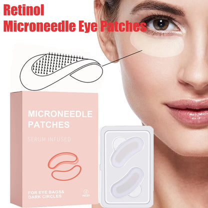 0.25Mm Retinol Microneedle Eye Patches Mask Reduce Dark Circle & Eye Bags Anti-Aging Firming Patches Forehead & Smile Line Patch